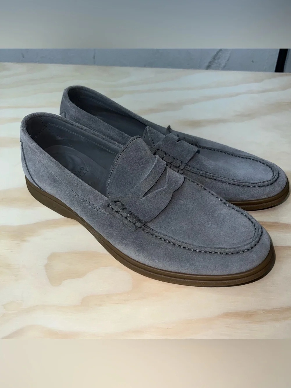 Brunello Cucinelli Suede Penny Loafers Mens Size EU 42 Grey Made In Italy